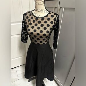 Women’s Miusol Polka Dot Mesh Holiday A Line Dress NWT